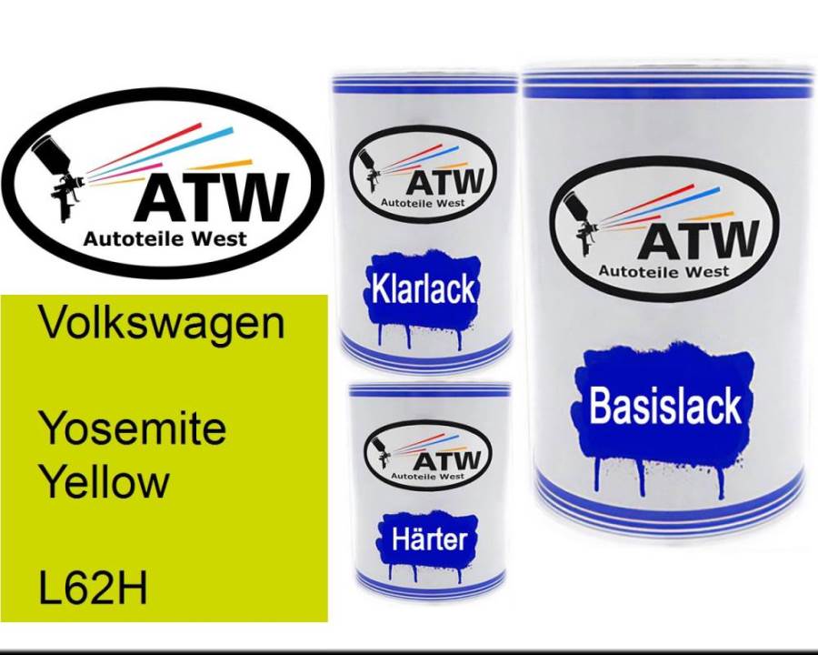 Volkswagen, Yosemite Yellow, L62H: 500ml Lackdose + 500ml Klarlack + 250ml Härter - Set, von ATW Autoteile West.